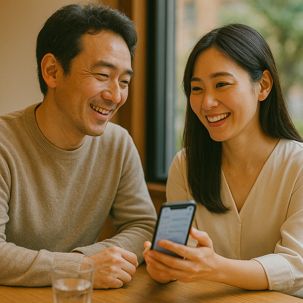 スマフォで予定を決める二人