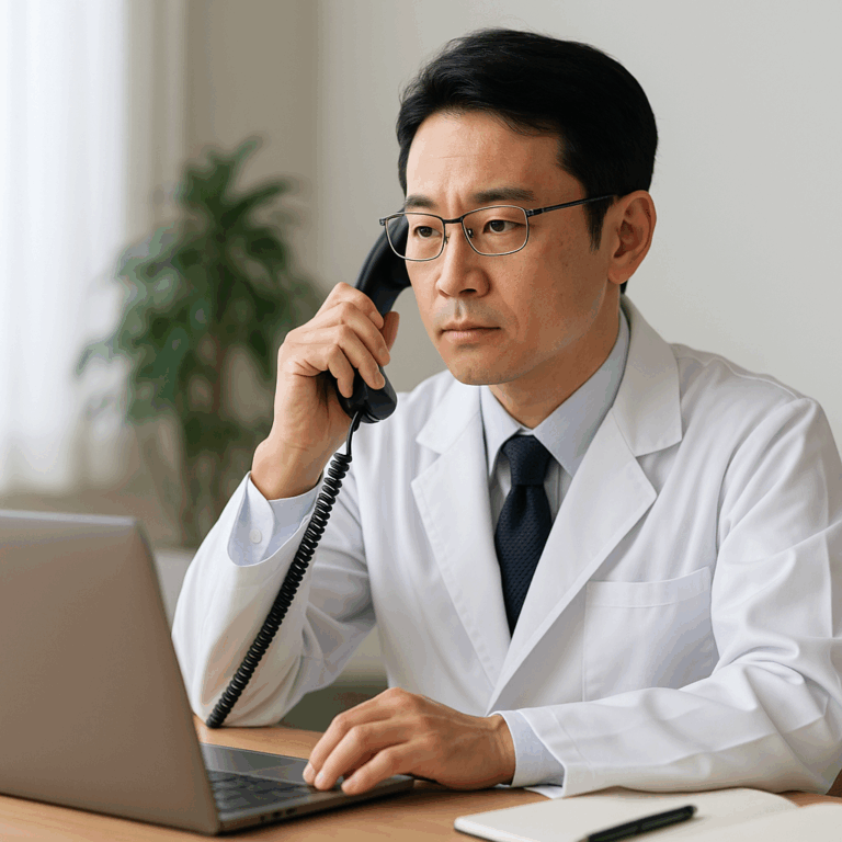 電話を受ける医師